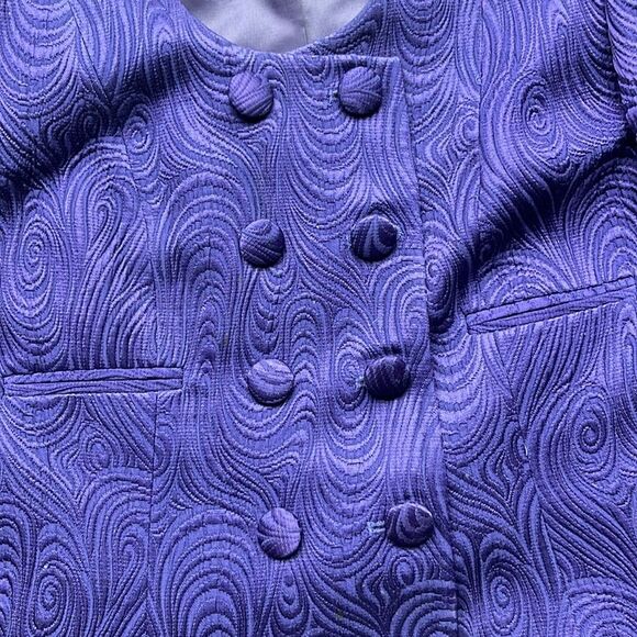 Vintage Christian Dior purple silk and wool blend skirt and blazer set size 12p. - Picture 3 of 15